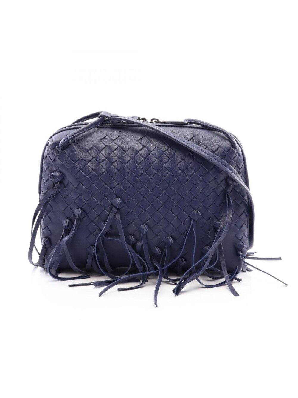 Bottega Veneta Shoulder Bag Intrecciato Navy Leather Edge